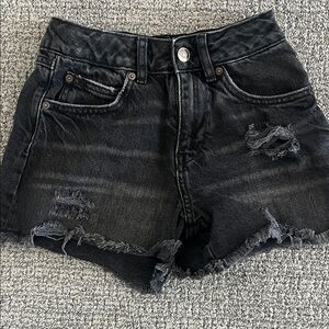 Zara Distressed Black Jean Shorts